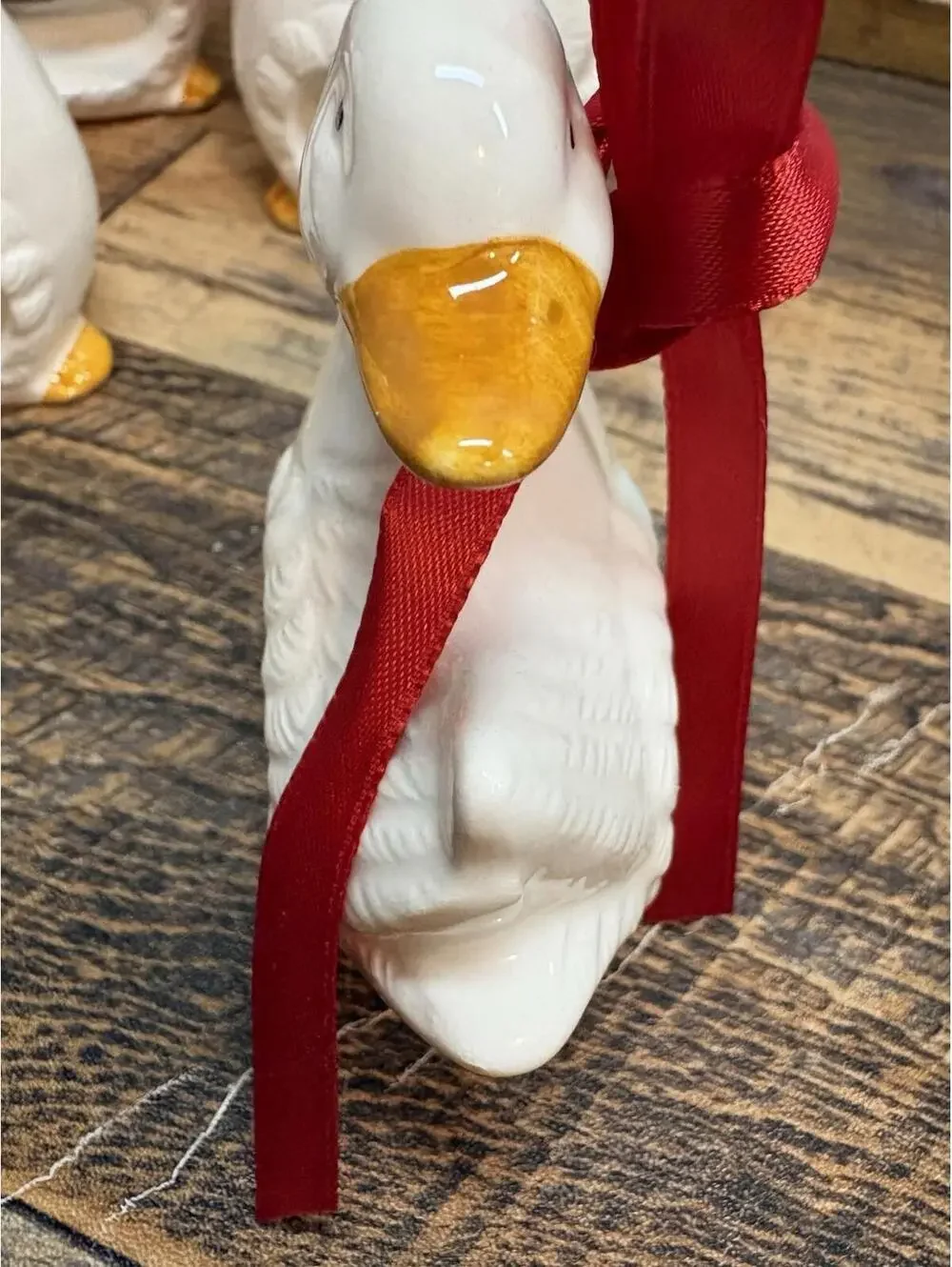 Ceramic White Duck Goose Napkin Rings Set of 4 Farmhouse Country Vintage Decor